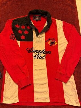 Men's Red & White Rugby Polo Shirt